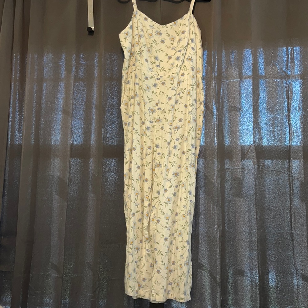 NWT Old Navy Linen Blend Cornflower Blue Floral Jumpsuit Size XL